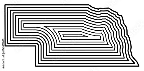 Symbol Map of the State Nebraska (United States of America) showing the state border buffered inside with black tapering lines