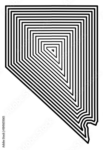 Symbol Map of the State Nevada (United States of America) showing the state border buffered inside with black tapering lines
