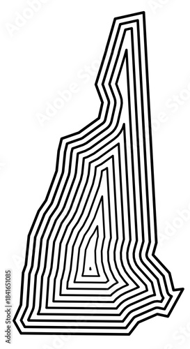 Symbol Map of the State New Hampshire (United States of America) showing the state border buffered inside with black tapering lines