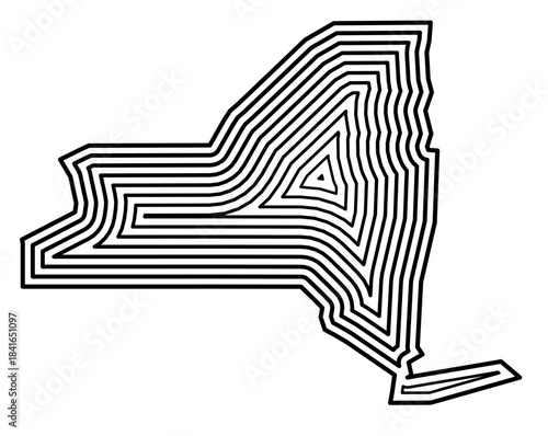 Symbol Map of the State New York (United States of America) showing the state border buffered inside with black tapering lines