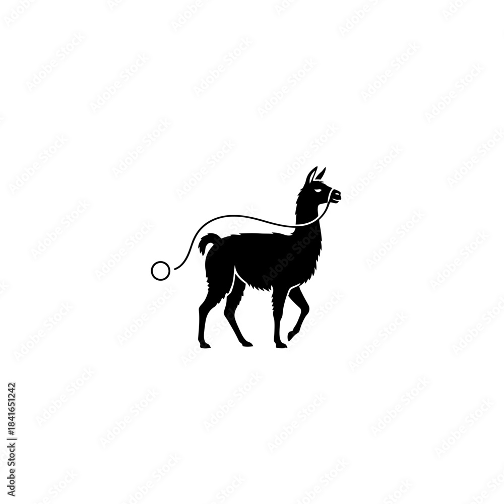 Obraz premium Llama silhouette tethered circle constraint freedom vector illustration
