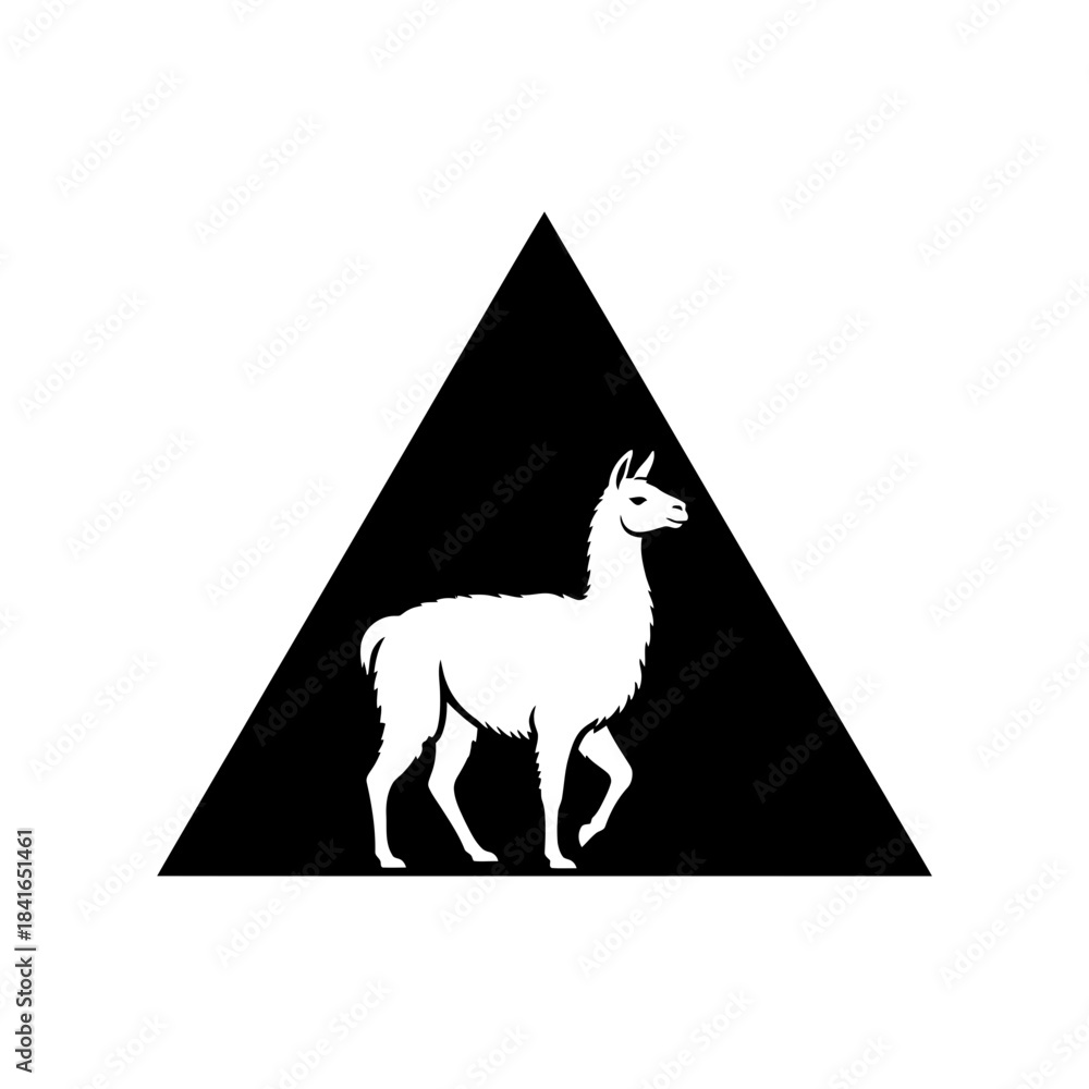Obraz premium Llama silhouette mountain cutout negative space peak vector illustration