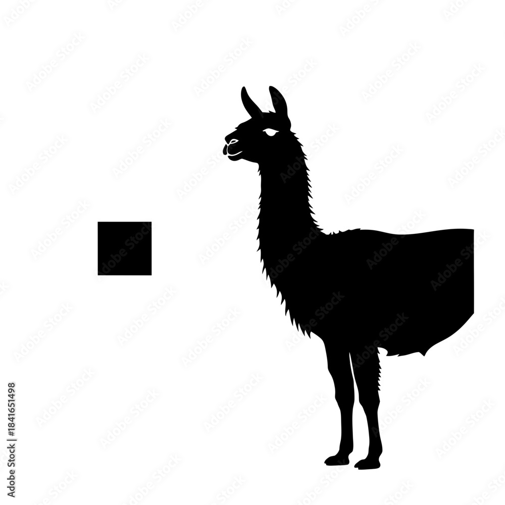 Obraz premium Llama silhouette half visible crop edge tension vector illustration