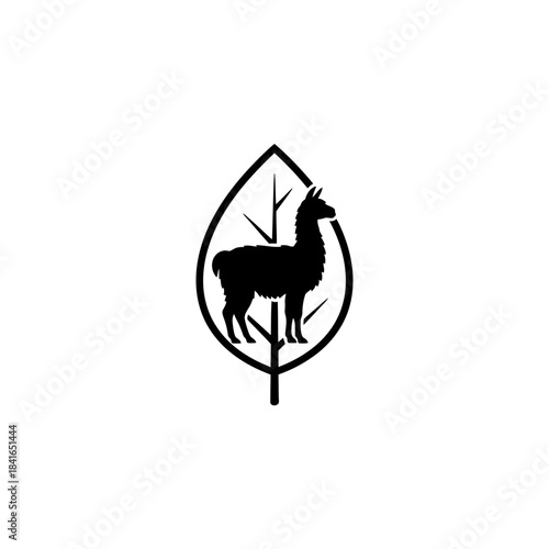 Llama silhouette open gate entry symbolism vector illustration