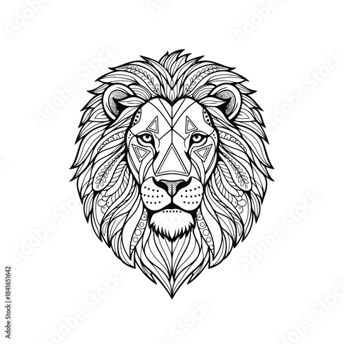 Zentangle lion head mandala style vector illustration