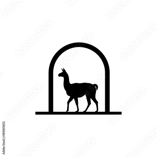 Llama silhouette corner entry negative space vector illustration