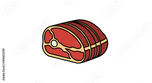 Isometric style sliced prime rib roast cartoon illustration, perfect for culinary designs and