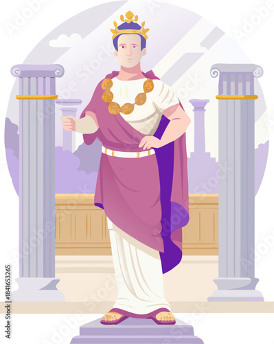 Julius Caesar Roman Emperor with Laurel Crown Portrait