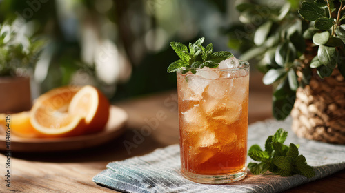 Refreshing mocktail with mint and citrus served in glass, perfect for relaxation