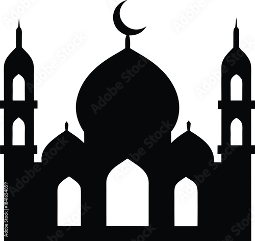 mosque silhouette vector illustration on white background.