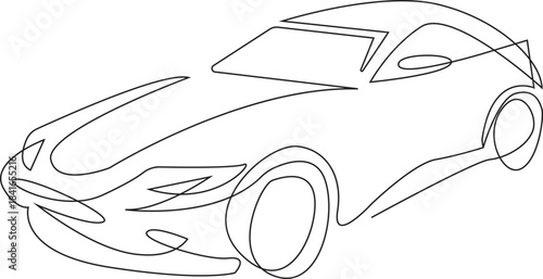One Line Car Illustration - Modern Automotive Sketch Design - car, sports car, vehicle, automobile, continuous line, one line drawing, minimalist, vector, illustration, sketch, single line, auto, tran