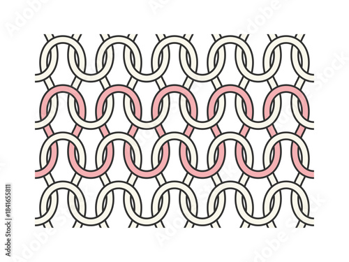 2色のシンプルなニットの編み目の拡大図 - 裏編みの構造の図解や編み物のイメージのイラスト素材
