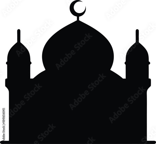 mosque silhouette vector illustration on white background.