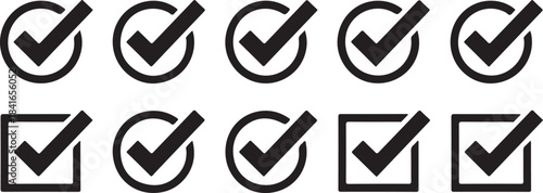 Checkmarks and checkboxes on a plain white background