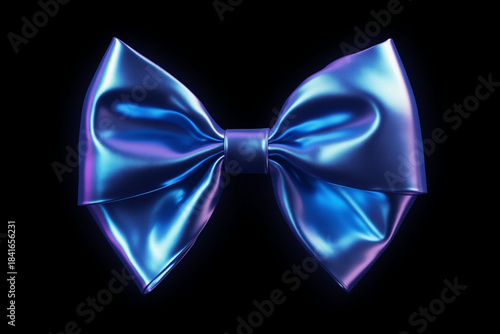 blue butterfly bow is an element of festive clothing, on black