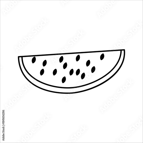 Whole watermelon and its parts. Fresh whole watermelon, slices, and parts. Organic fruit for juices, smoothies, and healthy eating, rich in vitamins. Vector icon illustration isolated on a white backg