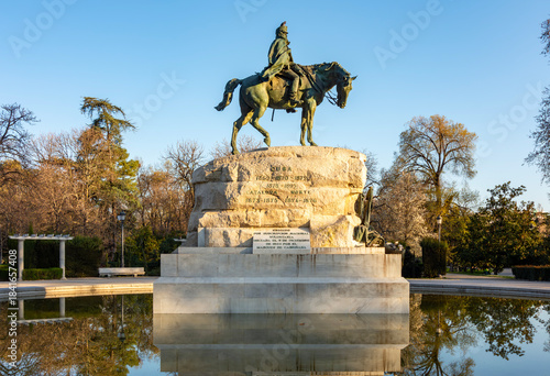 Monument to General Martinez Campos in Buen Retiro park, Madrid, Spain