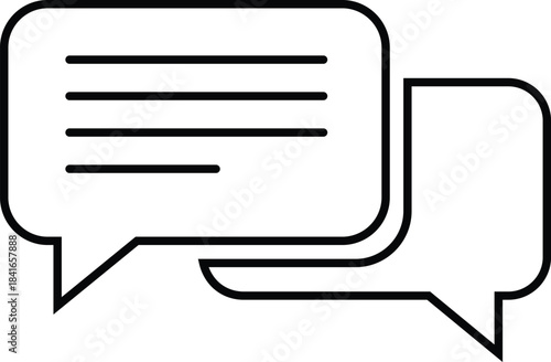 Double outlined black and white speech bubble with three horizontal lines inside
