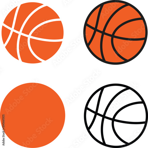 Different style basketball icon set