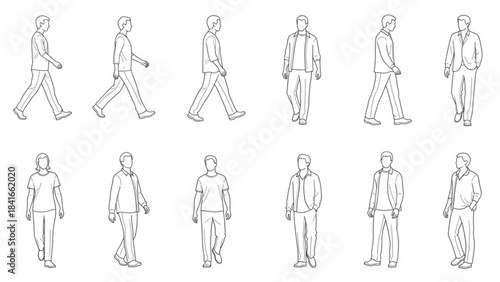 CAD Human Figures Outline – People in Various Poses for Architecture and Landscape
