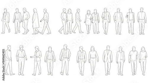 Human Figures CAD Outline – Business, Casual, Recreational Poses for Architecture