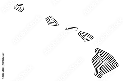Symbol Map of the State Hawaii (United States of America) showing the state border buffered inside with black tapering lines
