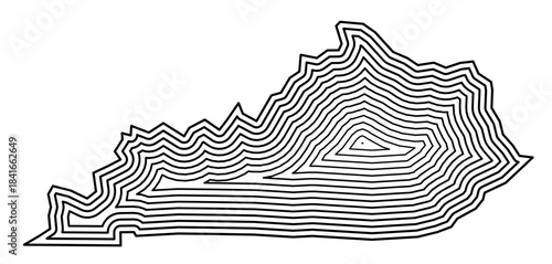 Symbol Map of the State Kentucky (United States of America) showing the state border buffered inside with black tapering lines