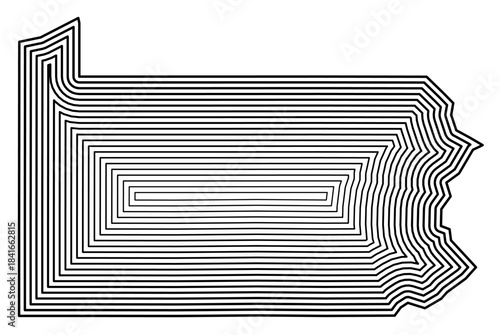 Symbol Map of the State Pennsylvania (United States of America) showing the state border buffered inside with black tapering lines
