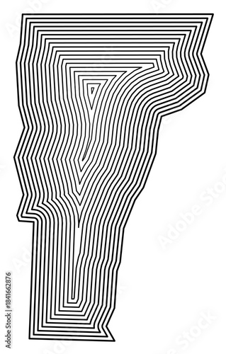 Symbol Map of the State Vermont (United States of America) showing the state border buffered inside with black tapering lines
