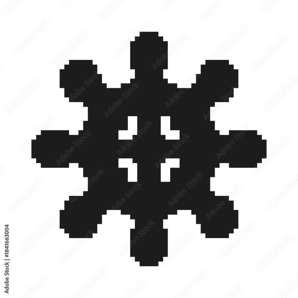 Fototapeta premium Virus Structure Pixel Art Icon. Microbiology, Infection, And Pathogen Representation Symbol. Isolated Vector Illustration