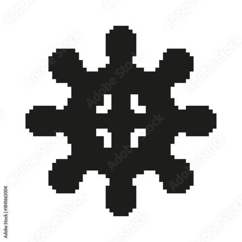 Virus Structure Pixel Art Icon. Microbiology, Infection, And Pathogen Representation Symbol. Isolated Vector Illustration