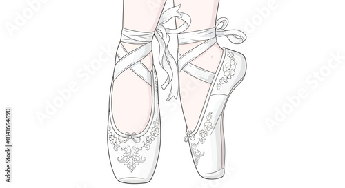 Elegant ballet pointe shoes with floral detailing for graceful dancers illustration