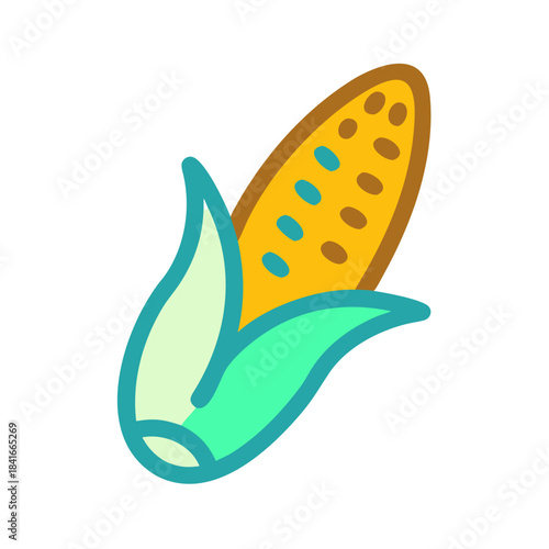 Colorful corn ear illustration on white background
