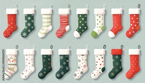 Christmas Stockings – 16 Festive Vector Icons