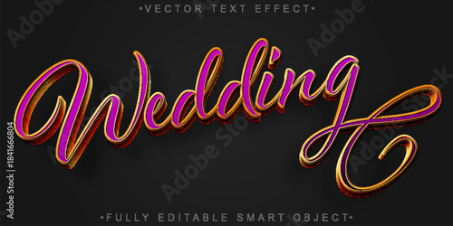 Wedding Bride Groom Celebration Vector Fully Editable Smart Object Text Effect