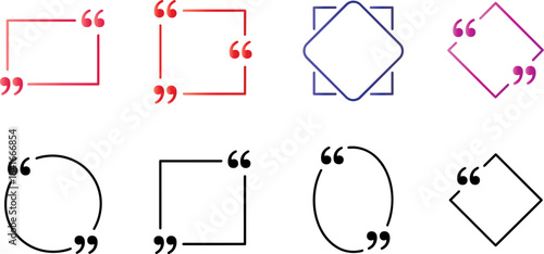 Collection of eight different quote frames and borders for text design