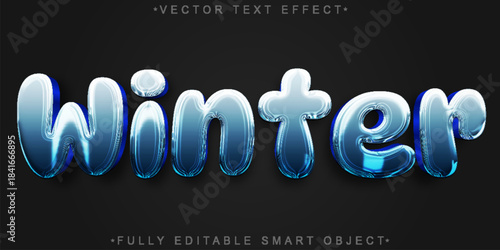 Winter Frost Snow Ice Vector Fully Editable Smart Object Text Effect