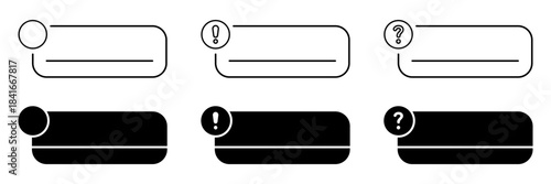 Chat Bubble Notification Solid Icon Set. Messaging Alerts, Information, And Inquiry Silhouette Symbol Collection. Communication Interface Elements. Isolated Vector Illustration