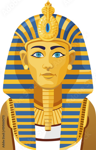 Ancient Egyptian Pharaoh with Golden Crown and Royal Symbols