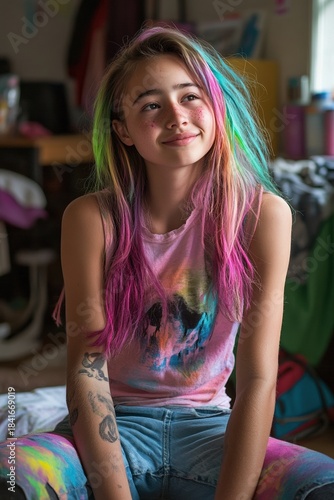 Contemporary visual of self-expression and individuality through bold hairstyle choices.