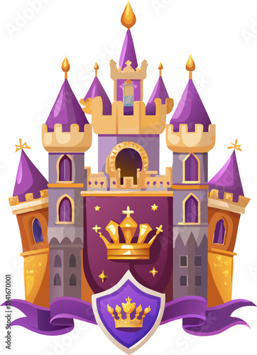 Medieval Kingdom Castle Crown Royal Heritage Illustration