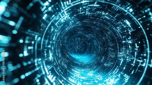 Wallpaper Mural Digital data flowing through abstract technology tunnel Torontodigital.ca