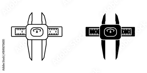 Digital caliper tool icon set for measurement and precision engineering