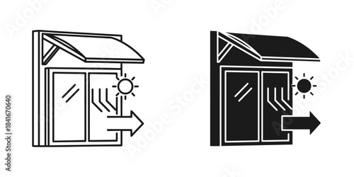 Window awning sun protection heat reduction icon vector illustration
