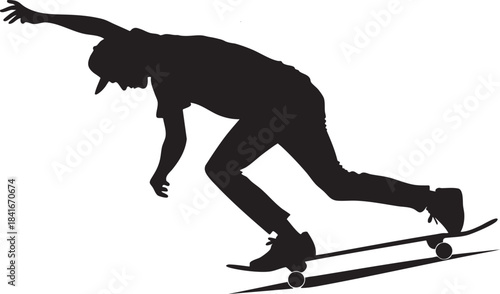 Skateboarder Silhouette in Action: Capturing a dynamic moment of a skateboarder mid-trick, highlighting the balance and agility involved in the sport.