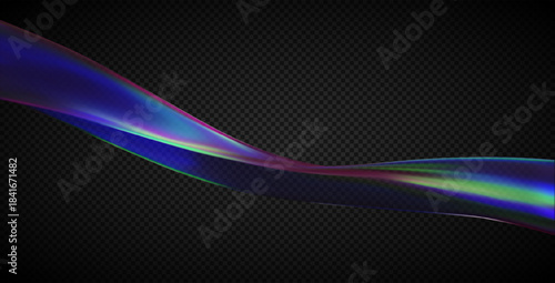 Dynamic iridescent flowing liquid. Transparent 3d glass. Abstract background. Vector illustration.