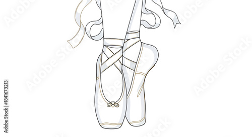 Elegant ballet shoes with flowing ribbons capturing the essence of dance and grace