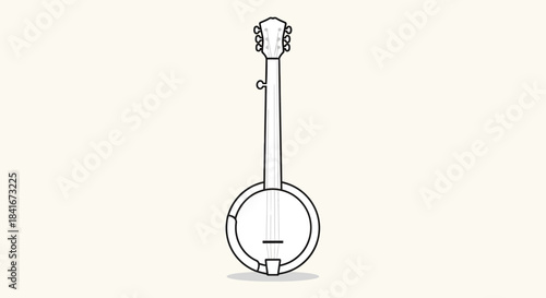 Elegant banjo illustration with minimalist design and clean outlines perfect for projects