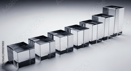 3D Abstract Business Growth Concept with Stacked Cubes