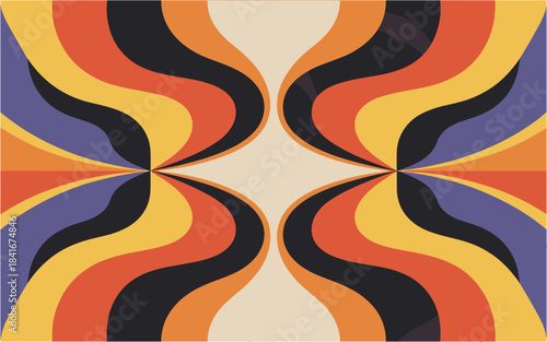 Symmetrical pattern background in beige orange black and purple colors design